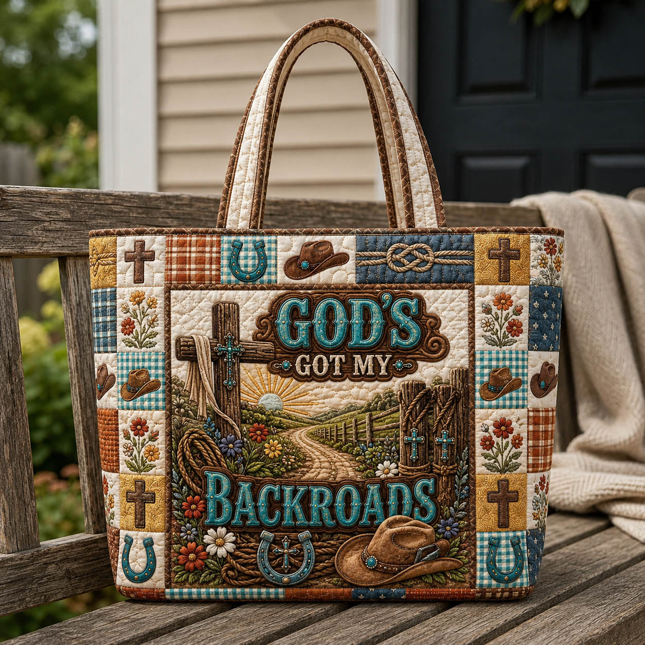 God'S Backroads Faith Quilted Tote