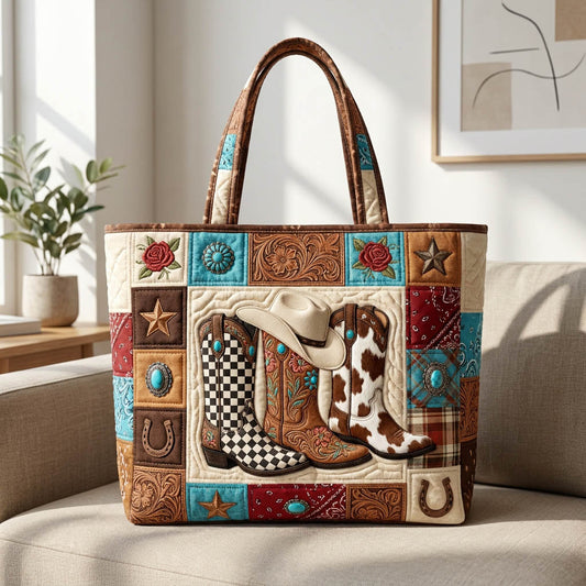 The Western Boots Quilted Tote