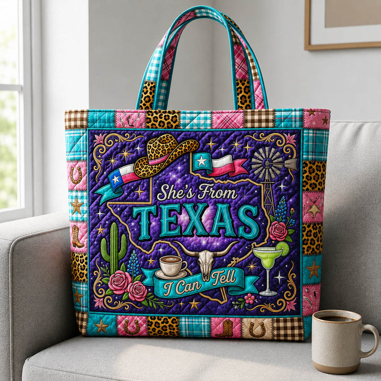 Texas Map Symbols Quilted Tote