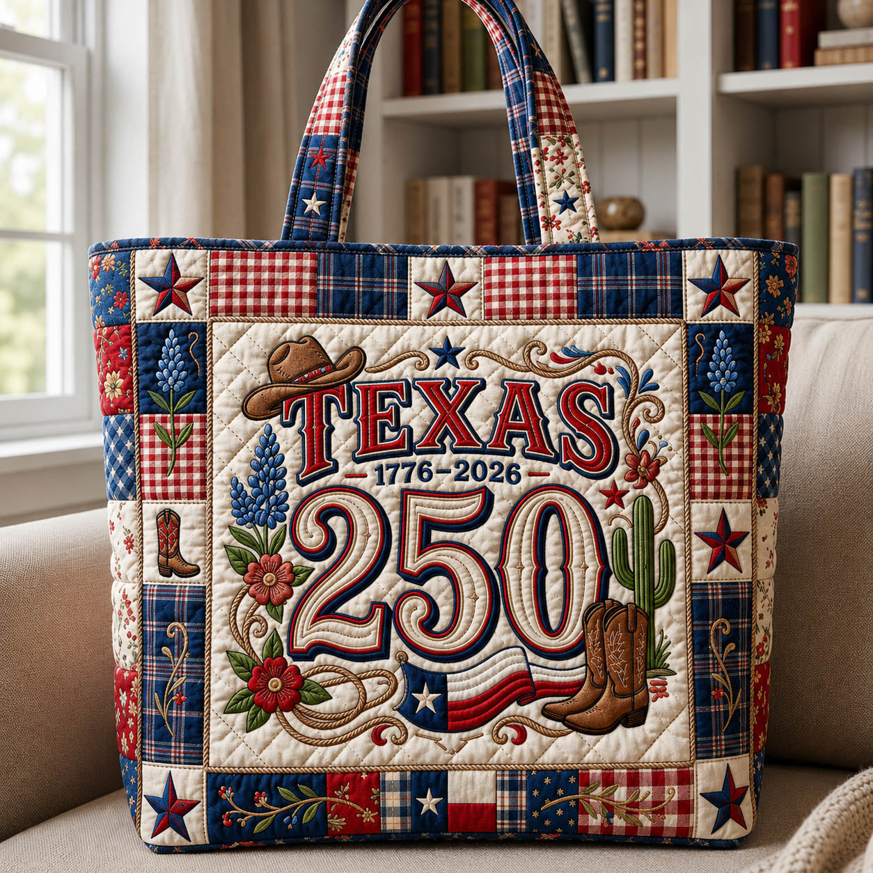Texas 250 Anniversary Quilted Tote