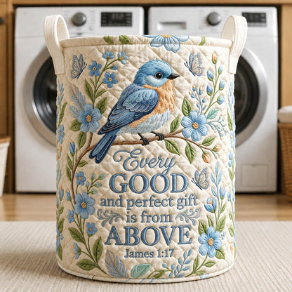 The Blue Bird Bible Verse Quilted Laundry Tote