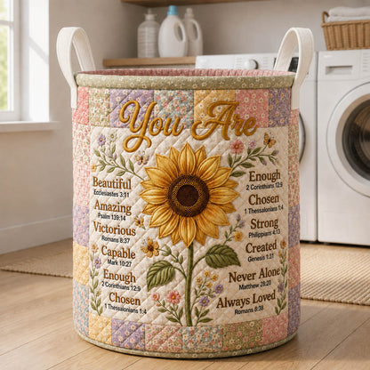 The You Are Sunflower Quilted Laundry Basket Tote