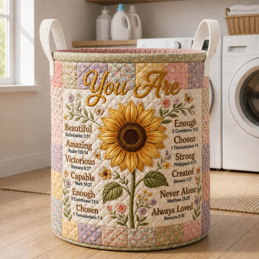 The You Are Sunflower Quilted Laundry Basket Tote