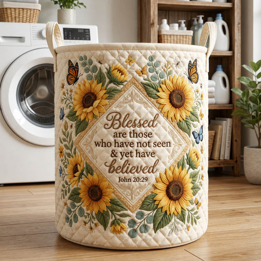 The Faithful Christian Quilted Laundry Basket Tote N535