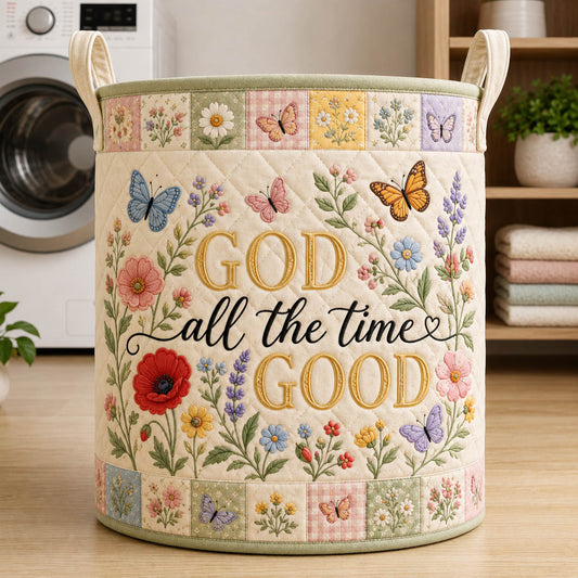The Faithful Christian Quilted Laundry Basket Tote N537