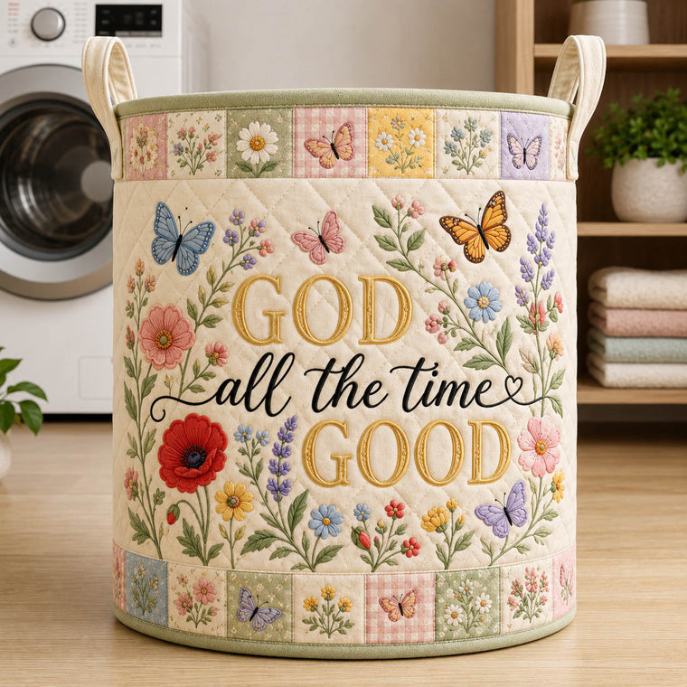 The Faithful Christian Quilted Laundry Basket Tote N537
