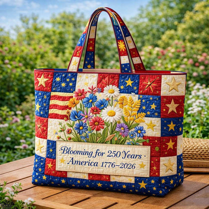 Everyday Stars Flowers Quilted Tote