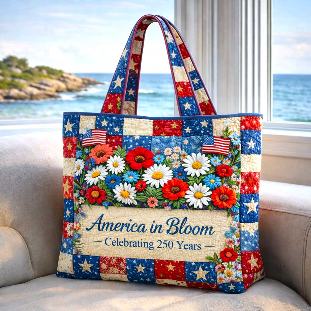 America In Bloom Quilted Tote