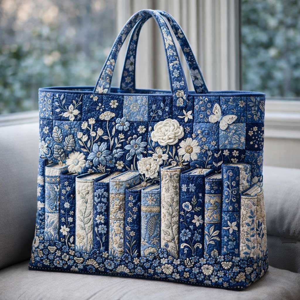 Everyday Books Floral Quilted Tote