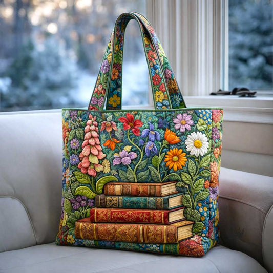 The Floral Bookshelf Quilted Tote
