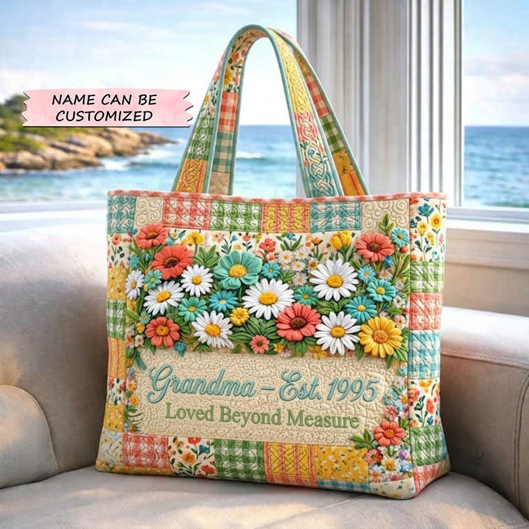 Colorful Floral Bouquet Quilted Tote