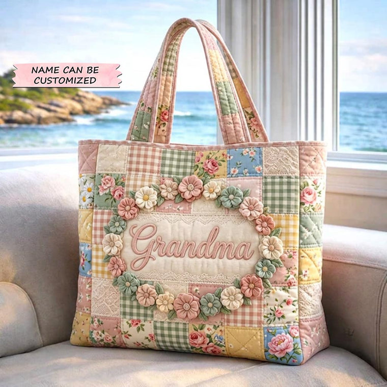Floral Patchwork Flowers Quilted Tote