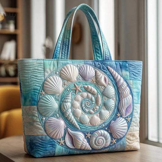 The Ocean Shells Quilted Tote