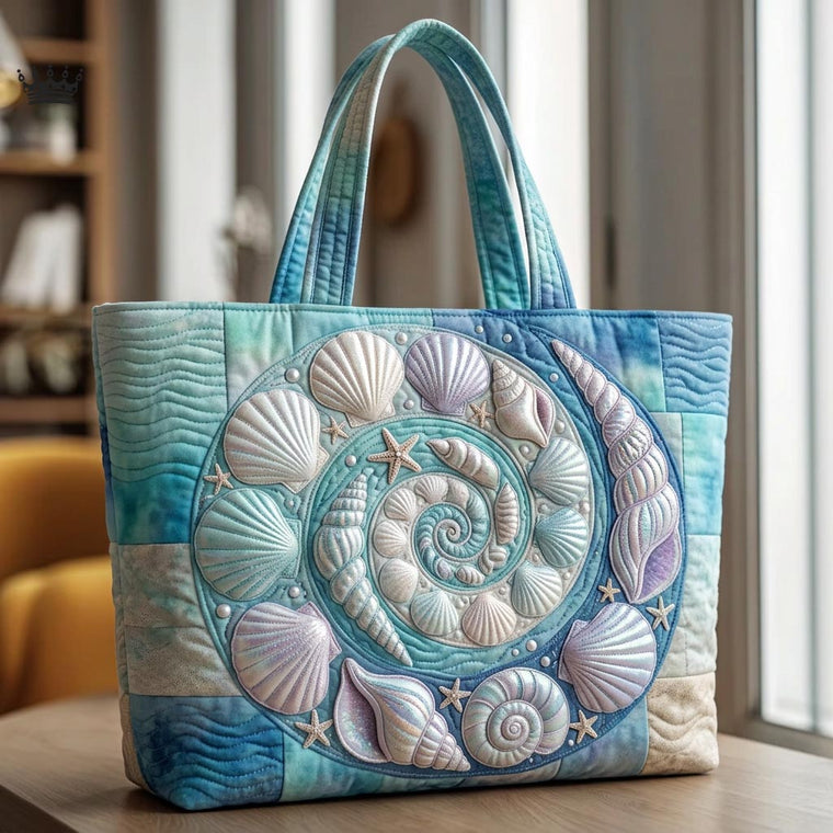 The Ocean Shells Quilted Tote