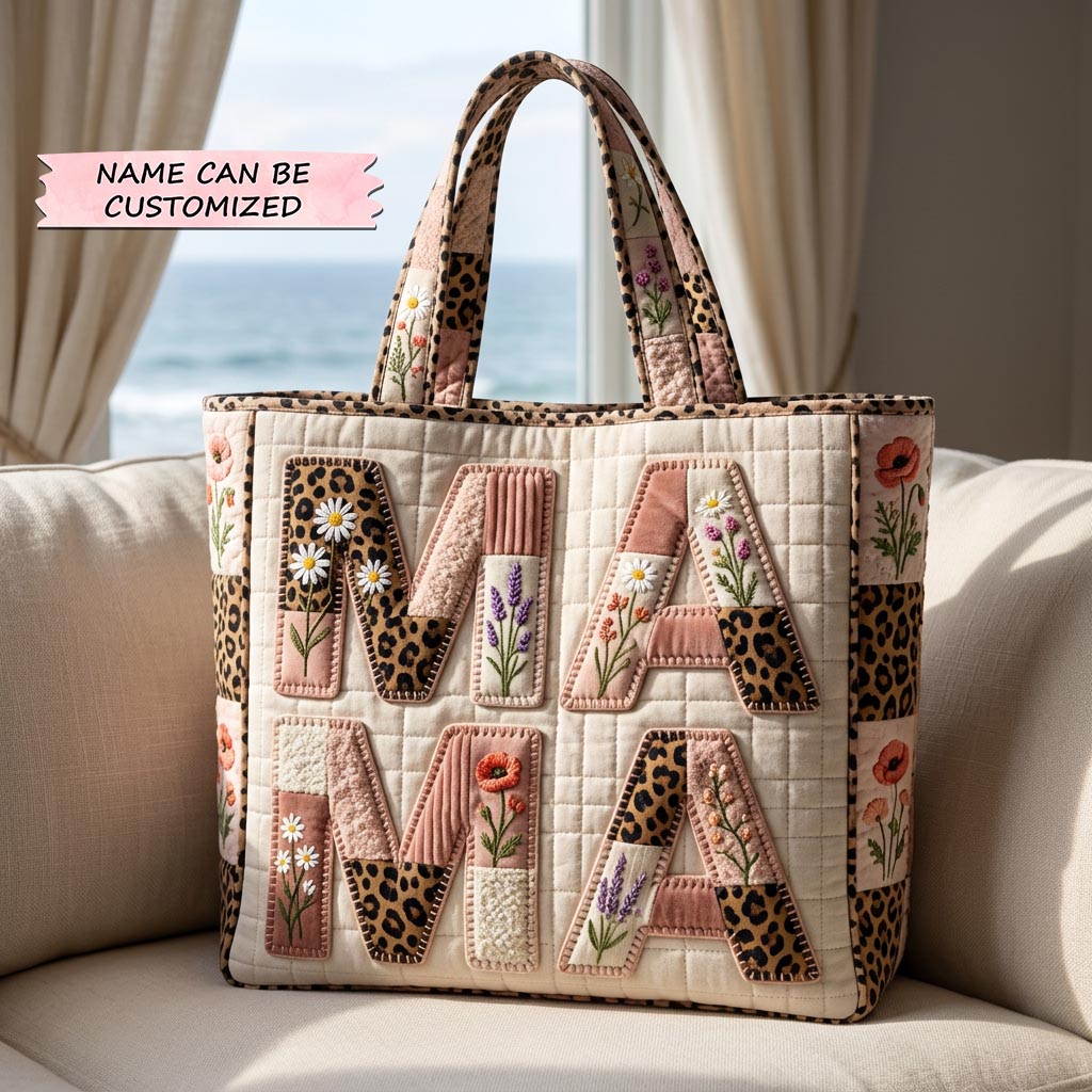Floral Patchwork Letters Tote Bag