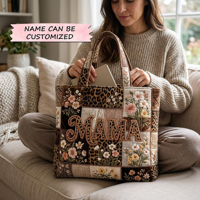 Floral Patchwork Mama Quilted Tote