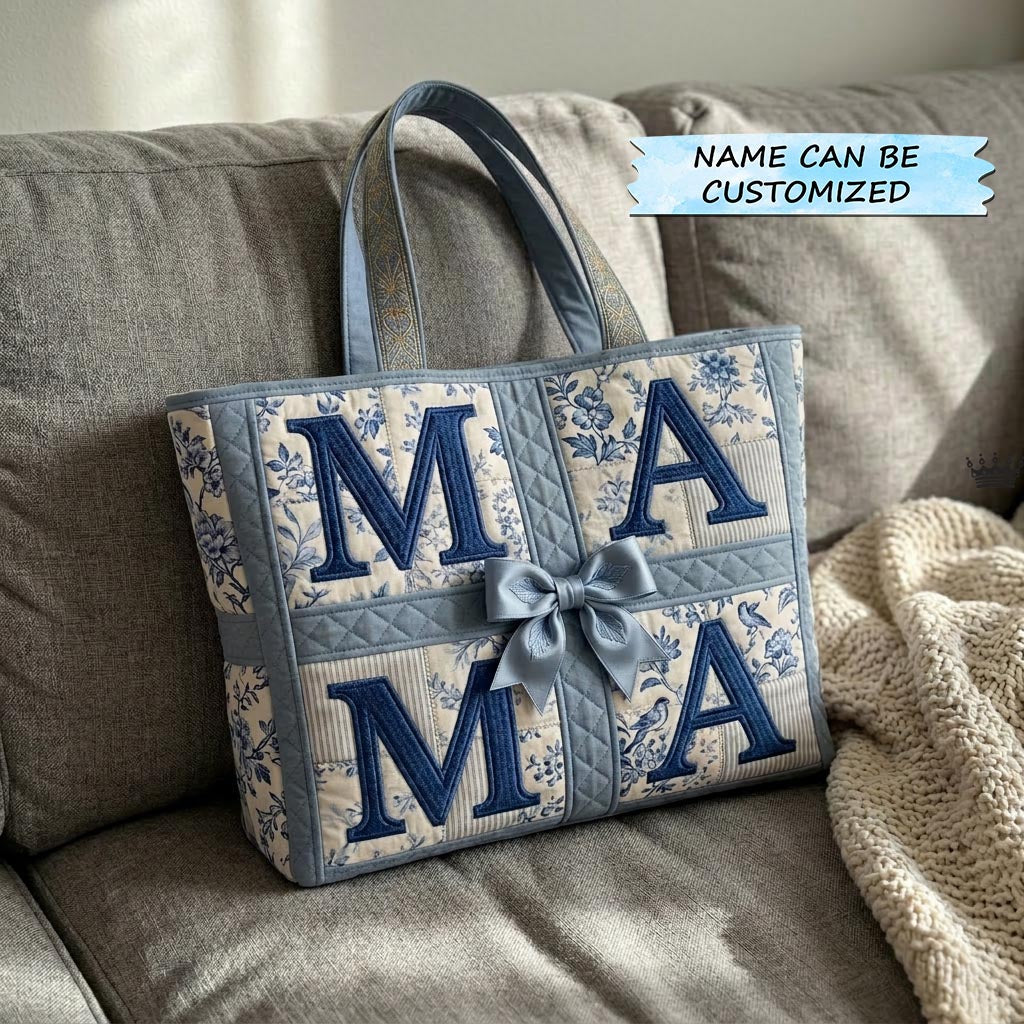 Floral Patchwork Bow Quilted Tote