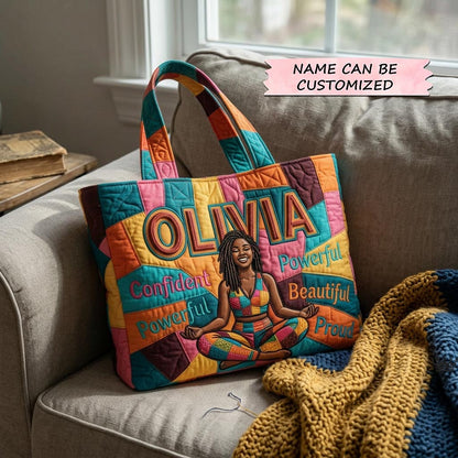 Empowered Woman Illustration Quilted Tote