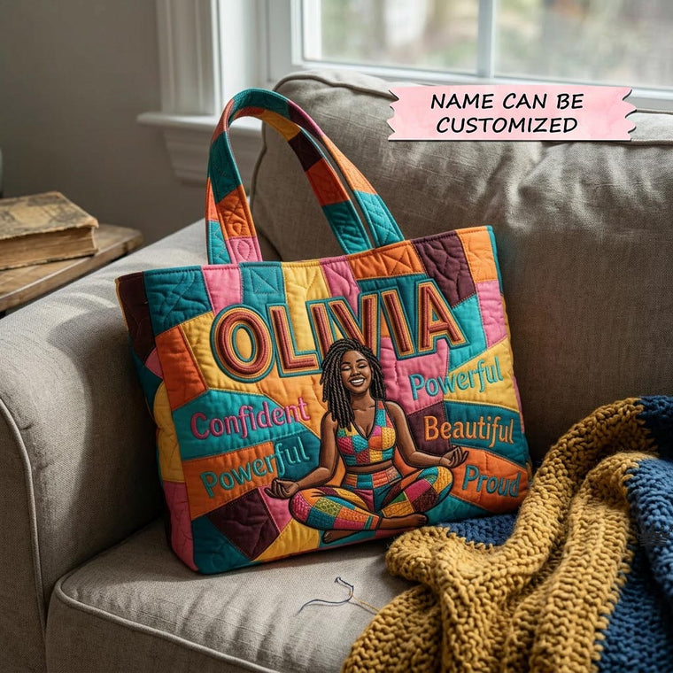Empowered Woman Illustration Quilted Tote