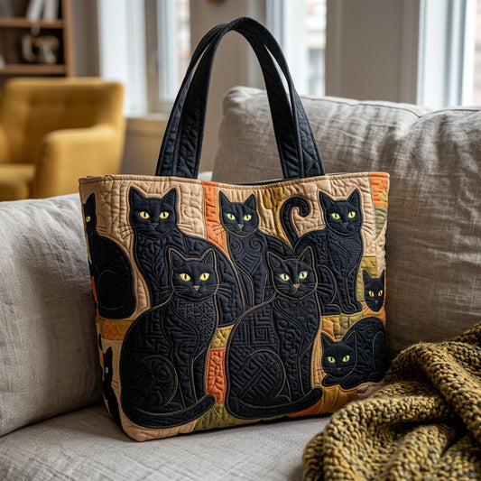 Everyday Black Cats Quilted Tote