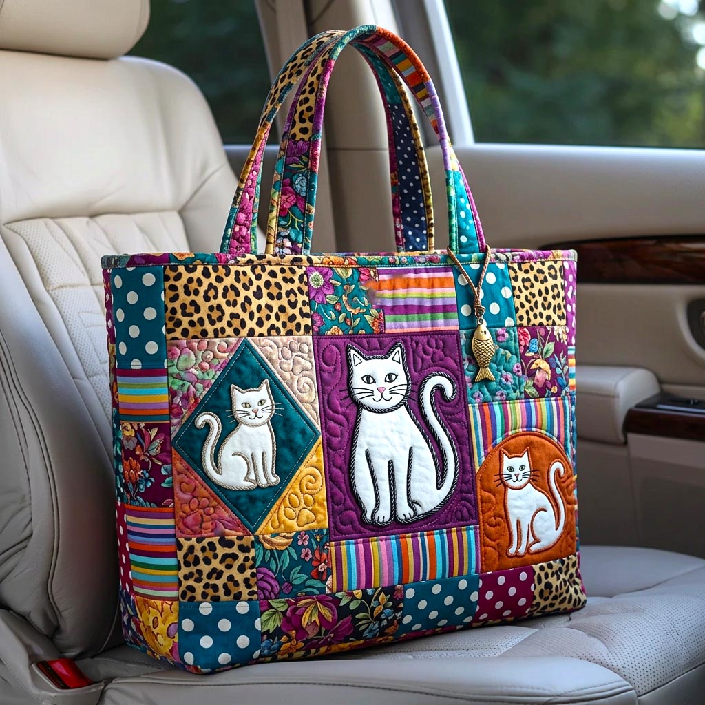 Everyday Patchwork Cats Quilted Tote