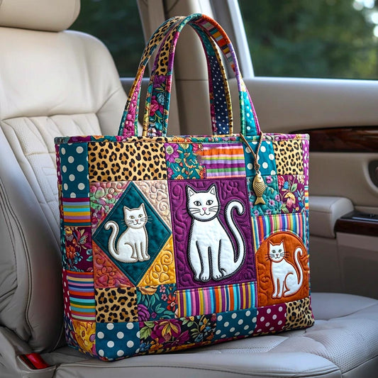 Everyday Patchwork Cats Quilted Tote