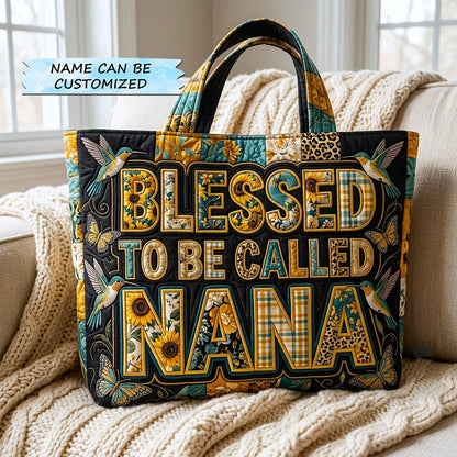 Floral Letters Hummingbirds Quilted Tote