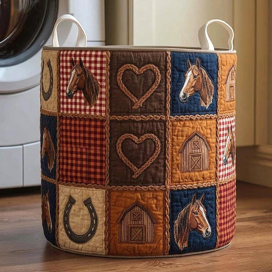 The Horse Haven Quilted Laundry Basket GFTOMA11568C1 Tote