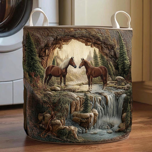 The Horse Couple Quilted Laundry Basket GFTOMA11572C1 Tote