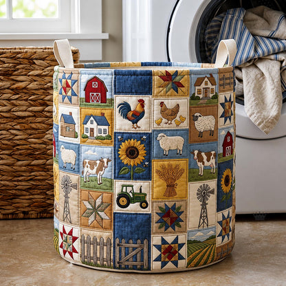 The Country Charm Quilted Laundry Basket Tote