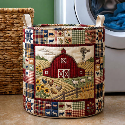 The Cozy Farmhouse Quilted Laundry Basket Tote