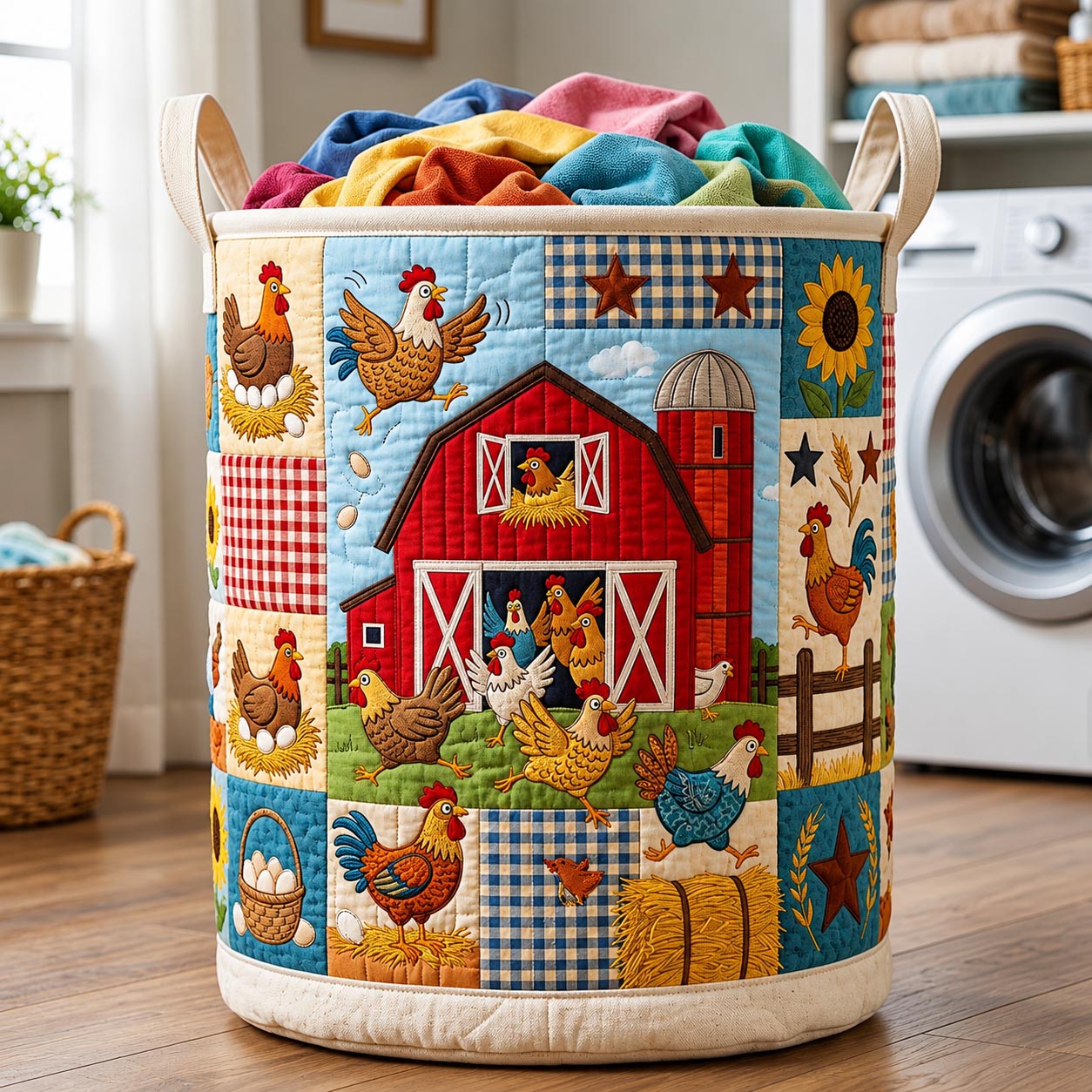 The Country Roost Quilted Laundry Basket Tote