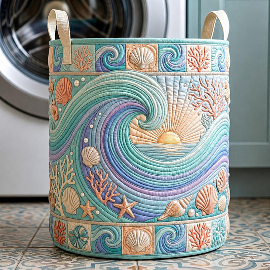 The Ocean Whisper Quilted Laundry Basket Tote