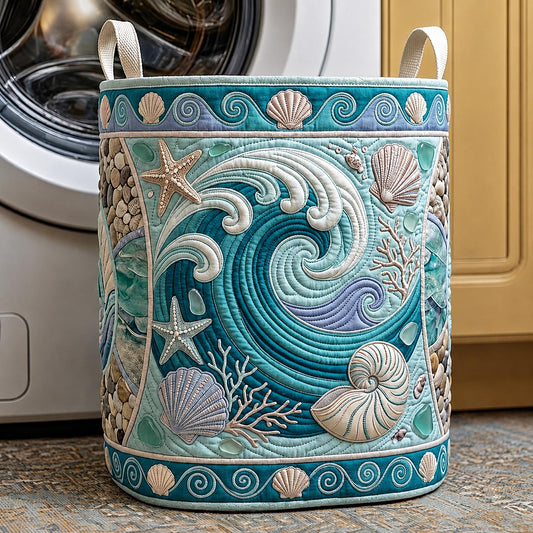 The Seaside Whisper Quilted Laundry Basket Tote