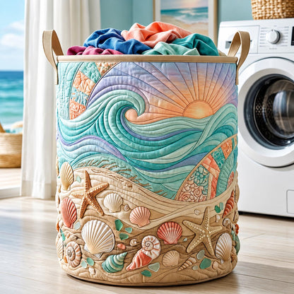 The Coastal Serenity Quilted Laundry Basket Tote