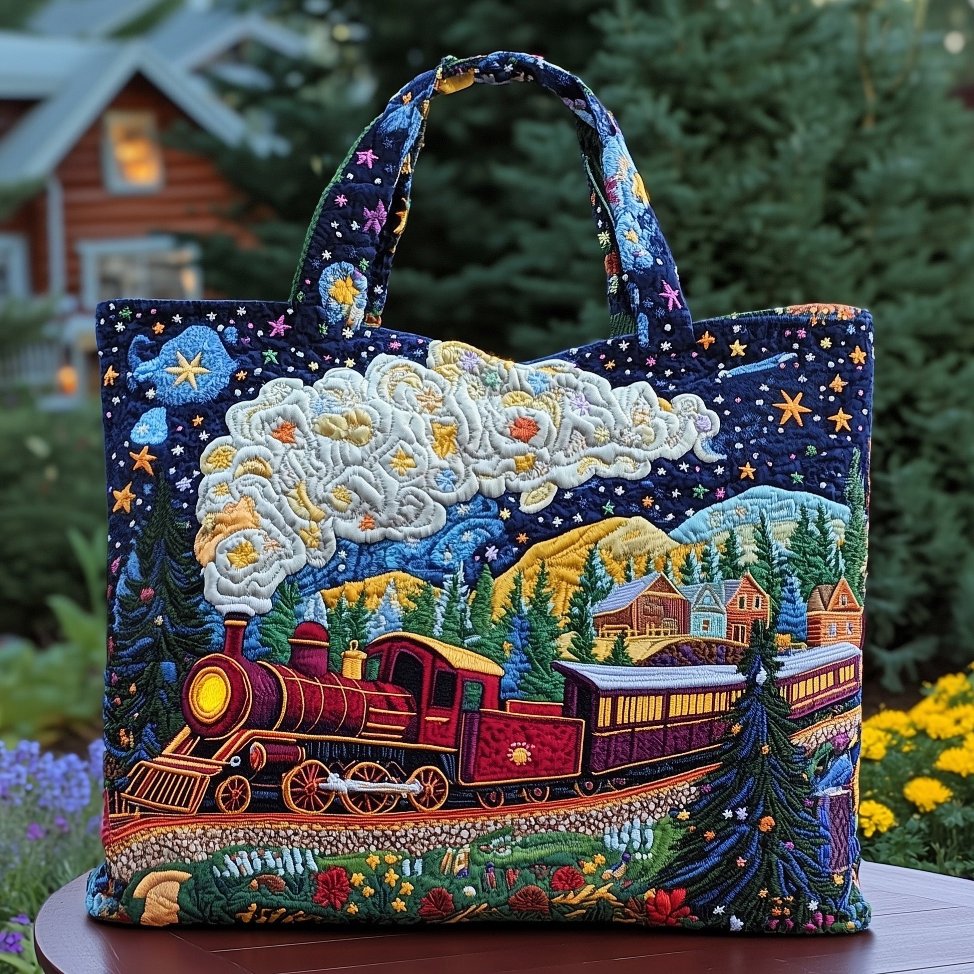The Vintage Train Quilted Tote