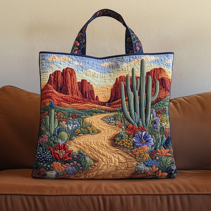 Desert Cactus Landscape Quilted Tote