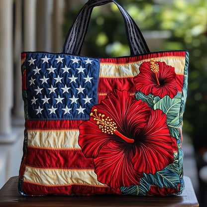 The Patriotic Hibiscus Quilted Tote