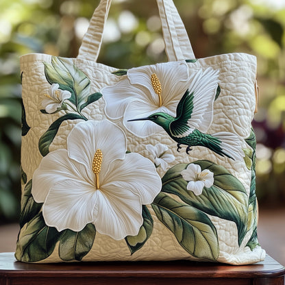 The Hibiscus Hummingbird Quilted Tote