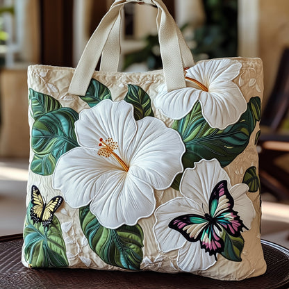 The Hibiscus Butterfly Quilted Tote