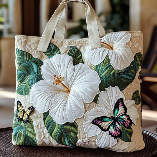 The Hibiscus Butterfly Quilted Tote