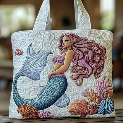 Everyday Mermaid Coral Quilted Tote