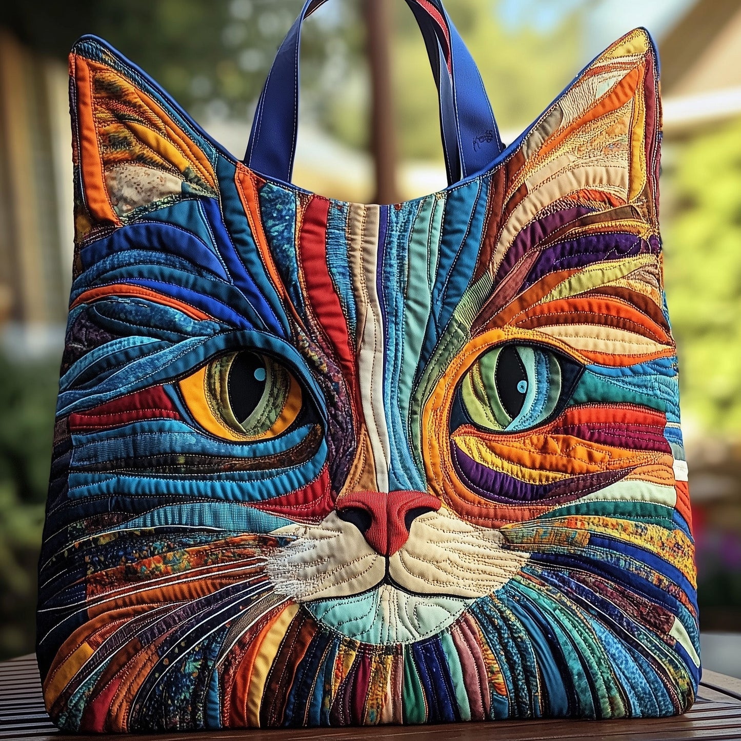 Colorful Cat Face Tote Bag