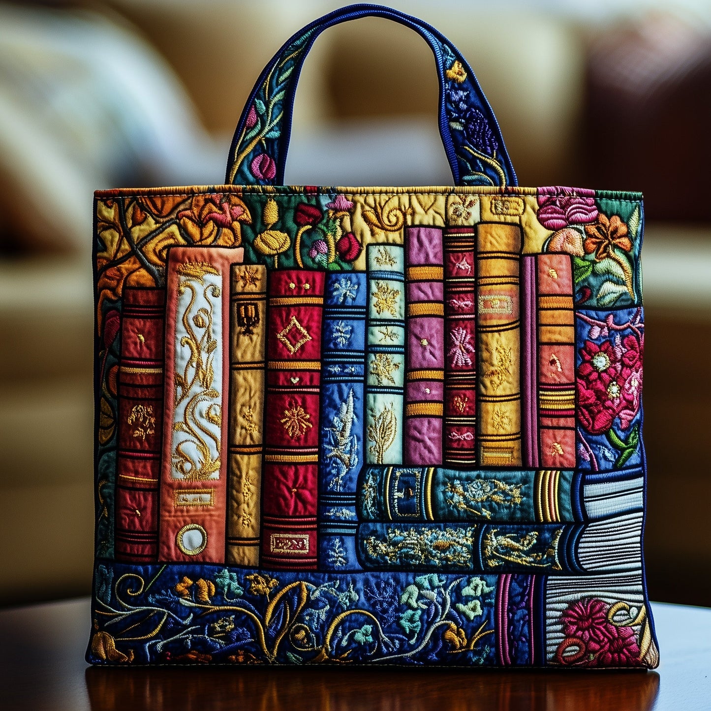 Stack Of Colorful Books Quilted Tote