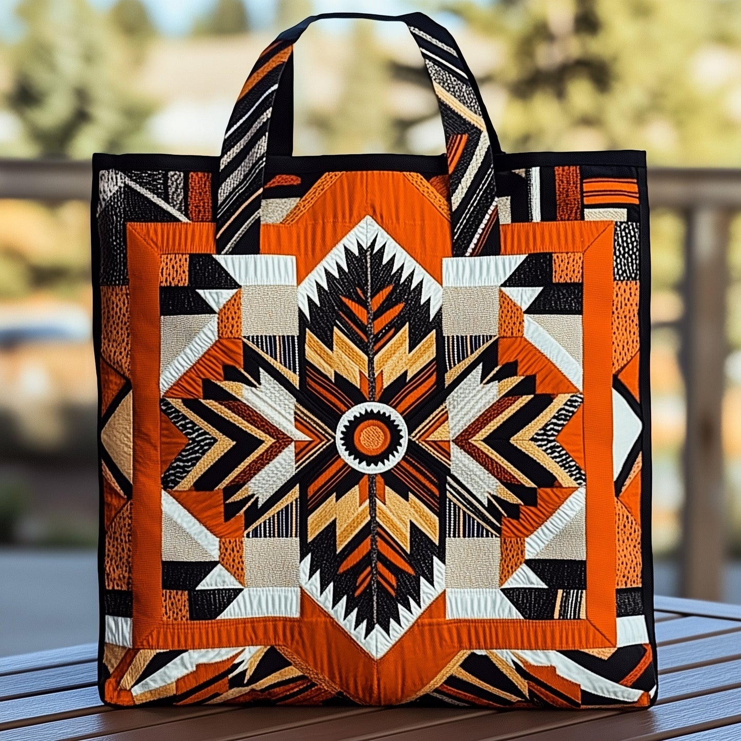 Native American Geometric Quilted Tote