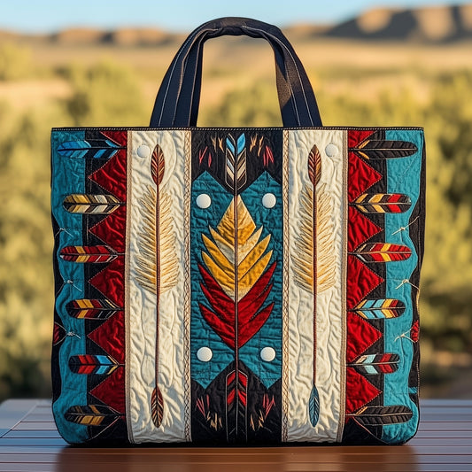 The Feather Motif Quilted Tote