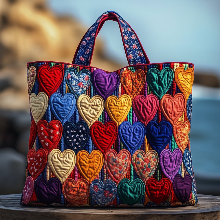 The Colorful Heart Quilted Tote