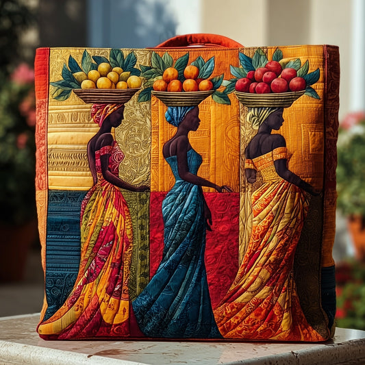 African Women Fruit Quilted Tote