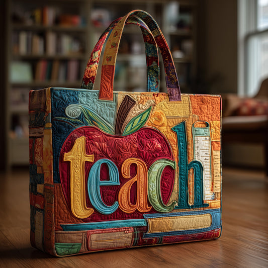 Apple School Books Quilted Tote