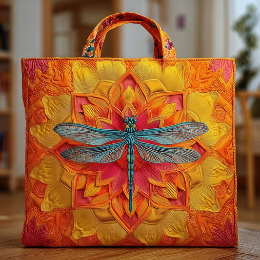 Everyday Dragonfly Mandala Quilted Tote